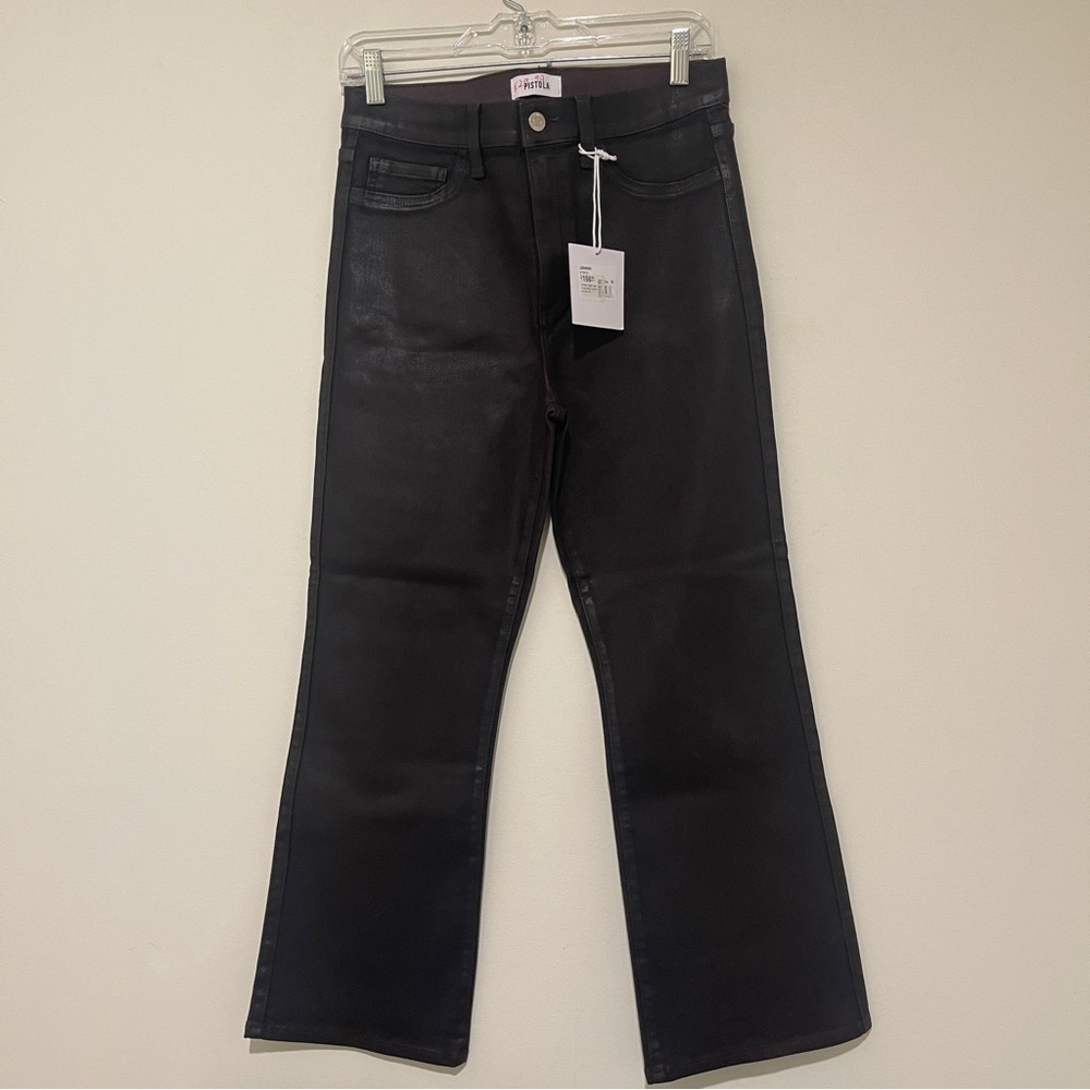 NWT PISTOLA lennon high rise crop boot coated mocha colored pants, size 29